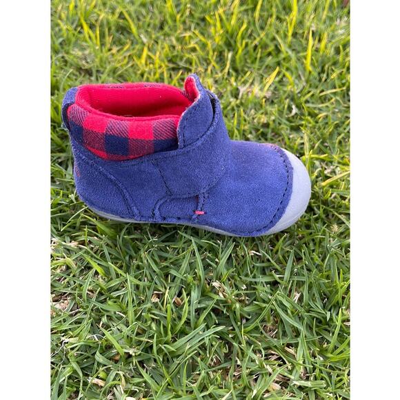 Stride Rite SM Oakley Blue & Red Suede Infant Boots Size 3 Months NWOT - Picture 6 of 14